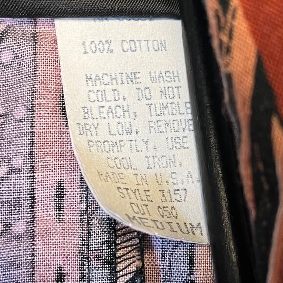 RoughRidee Vintage Western Multicolor Geometric‎ Eclectic Cut Out Button Down M - Picture 6 of 6